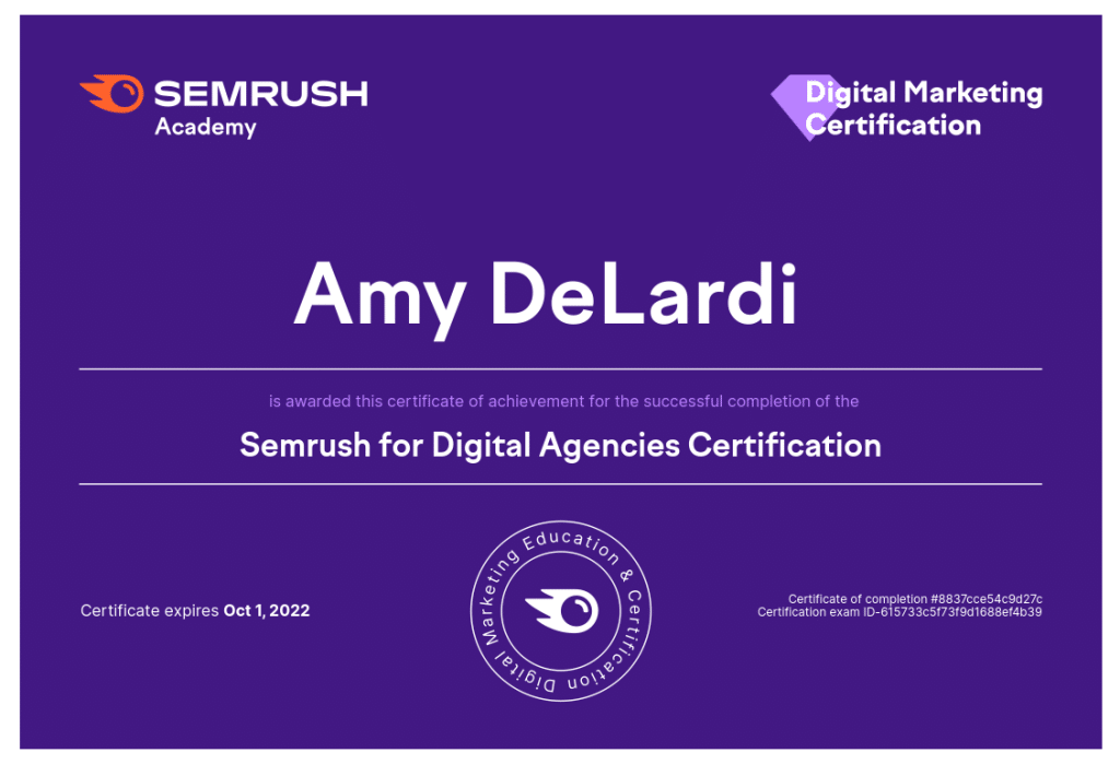SEMrush Academy Certified